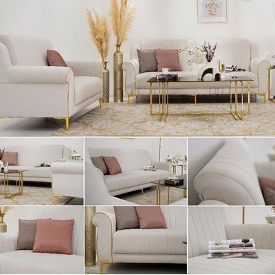 The ZARAH 6 Seater Sofa Set Luxurious Design with Premium Fabric Best For Living Room | For Hotel | Metal Base