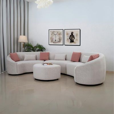 The AMNA 5 Seater Sofa Set Luxurious Design with Premium Fabric Best For Living Room | For Hotel | Wooden Base
