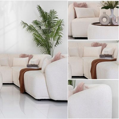The DIAZ Corner Sofa Luxurious Design with Premium Fabric Best For Living Room | For Hotel | Wooden Base