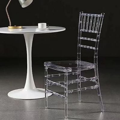 Maple Home Modern Acrylic Dining Chair Transparent Crystal Bamboo Chair Armless Clear Stool Backrest Kitchen Living Wedding Event Reception Furniture