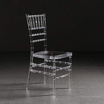 Maple Home Modern Acrylic Dining Chair Transparent Crystal Bamboo Chair Armless Clear Stool Backrest Kitchen Living Wedding Event Reception Furniture