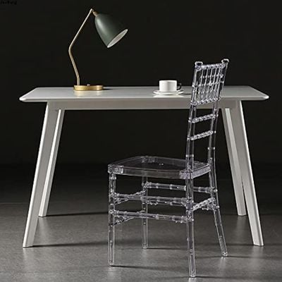 Maple Home Modern Acrylic Dining Chair Transparent Crystal Bamboo Chair Armless Clear Stool Backrest Kitchen Living Wedding Event Reception Furniture