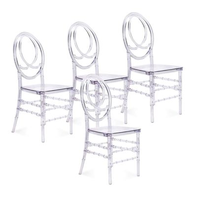 Maple Home Modern Acrylic Dining Chair Transparent Crystal Bamboo Chair Armless Clear Stool Backrest Kitchen Living Wedding Event Reception Furniture