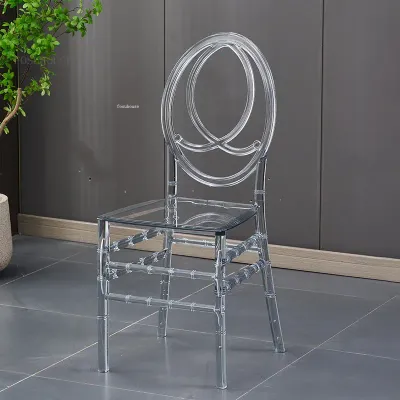 Maple Home Modern Acrylic Dining Chair Transparent Crystal Bamboo Chair Armless Clear Stool Backrest Kitchen Living Wedding Event Reception Furniture