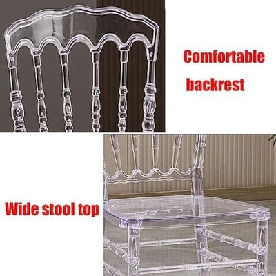 Maple Home Modern Acrylic Dining Chair Transparent Crystal Bamboo Chair Armless Clear Stool Backrest Kitchen Living Wedding Event Reception Furniture