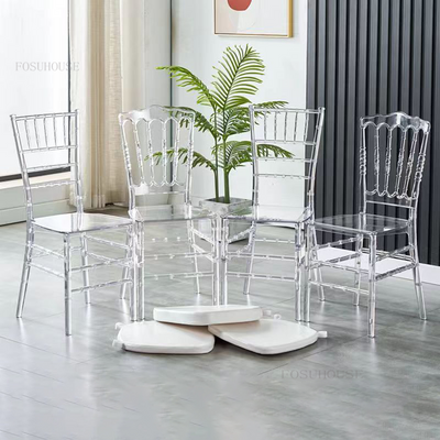 Maple Home Modern Acrylic Dining Chair Transparent Crystal Bamboo Chair Armless Clear Stool Backrest Kitchen Living Wedding Event Reception Furniture