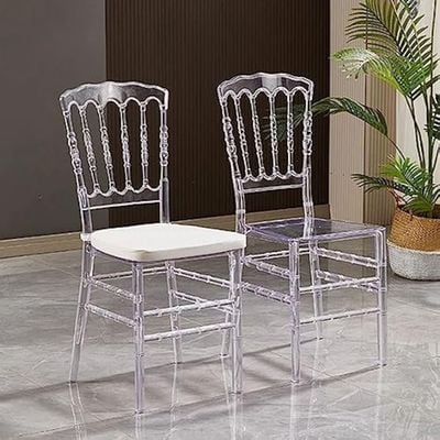 Maple Home Modern Acrylic Dining Chair Transparent Crystal Bamboo Chair Armless Clear Stool Backrest Kitchen Living Wedding Event Reception Furniture