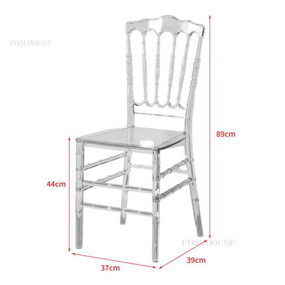 Maple Home Modern Acrylic Dining Chair Transparent Crystal Bamboo Chair Armless Clear Stool Backrest Kitchen Living Wedding Event Reception Furniture