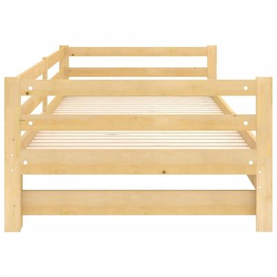 Pull-out Day Bed Grey Solid Pinewood 2x