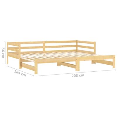 Pull-out Day Bed Grey Solid Pinewood 2x