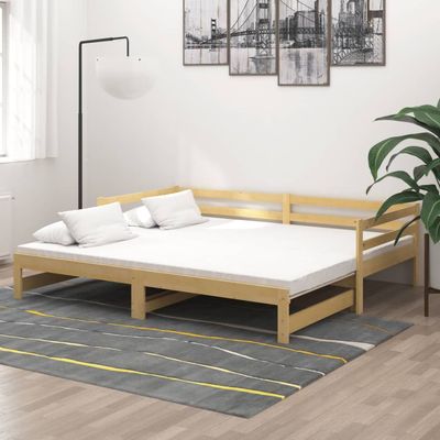 Pull-out Day Bed Grey Solid Pinewood 2x