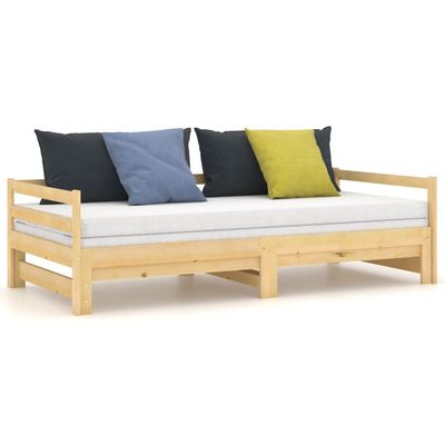 Pull-out Day Bed Grey Solid Pinewood 2x