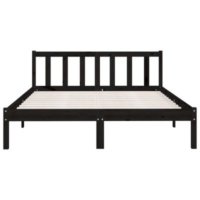 Bed Frame Black Solid Wood Pine 90x200 cm