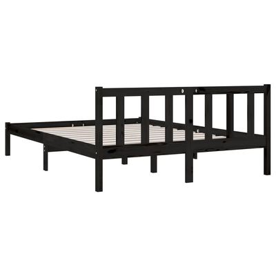 Bed Frame Black Solid Wood Pine 90x200 cm