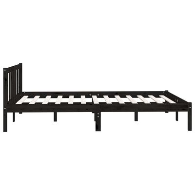 Bed Frame Black Solid Wood Pine 90x200 cm