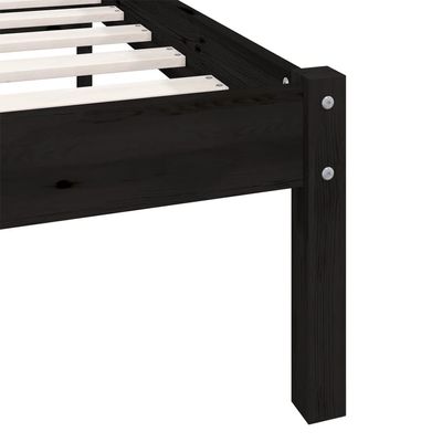 Bed Frame Black Solid Wood Pine 90x200 cm