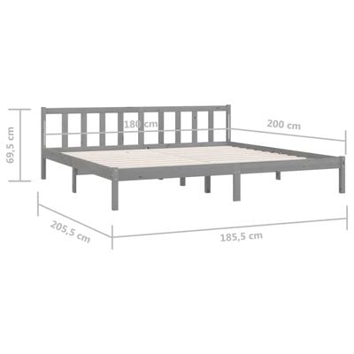 Bed Frame Black Solid Wood Pine 160x200 cm