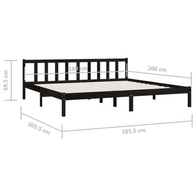 Bed Frame Black Solid Pinewood 90x200 cm