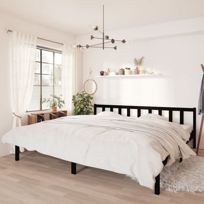 Bed Frame Black Solid Pinewood 90x200 cm