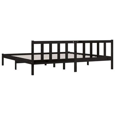 Bed Frame Black Solid Pinewood 90x200 cm