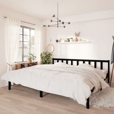 Bed Frame Black Solid Pinewood 120x200 cm