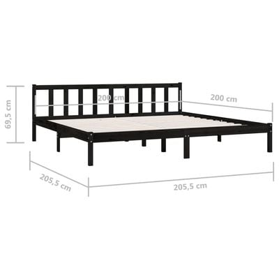 Bed Frame Black Solid Pinewood 120x200 cm