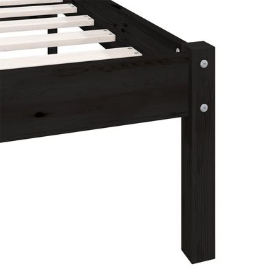 Bed Frame Black Solid Pinewood 120x200 cm