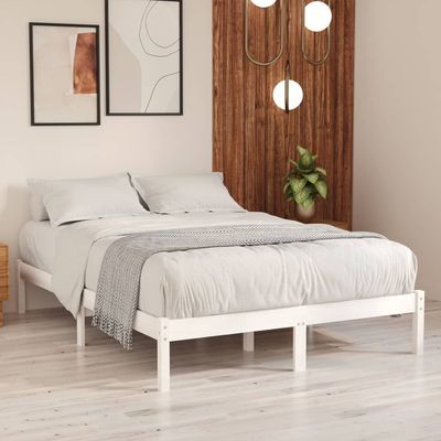 Bed Frame Grey Solid Pinewood 140x200 cm