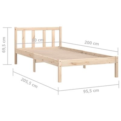 Bed Frame Black Solid Pinewood 140x200 cm