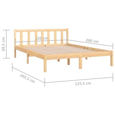 Bed Frame Grey Solid Pinewood 160x200 cm