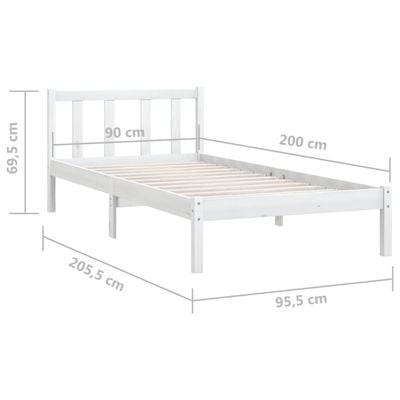 Bed Frame Black Solid Pinewood 160x200 cm