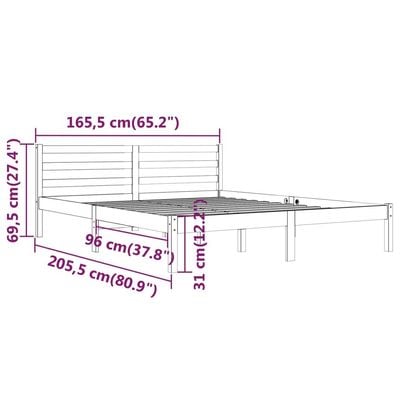 Bed Frame Black Solid Wood Pine 180x200 cm King Size