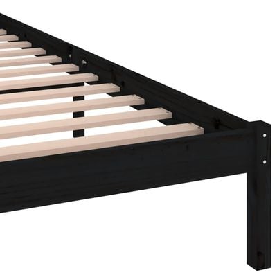 Bed Frame Black Solid Wood Pine 180x200 cm King Size