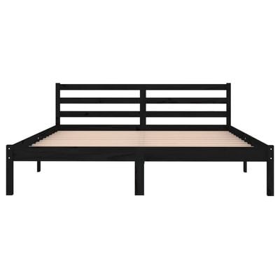 Bed Frame Black Solid Wood Pine 180x200 cm King Size