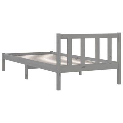 Bed Frame Grey Solid Pinewood 200x200 cm