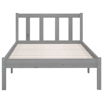 Bed Frame Grey Solid Pinewood 200x200 cm