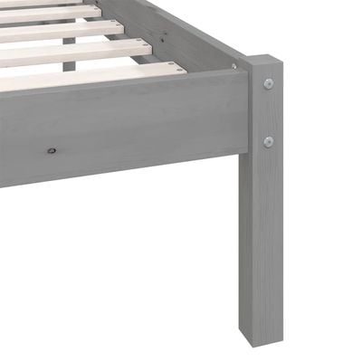 Bed Frame Grey Solid Pinewood 200x200 cm