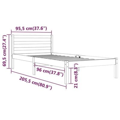 Day Bed Solid Wood Pine 120x200 cm Small Double Black