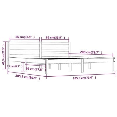 Bed Frame Solid Wood Pine 180x200 cm King Size