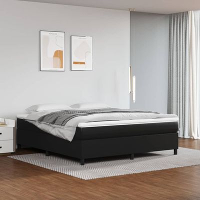 Box Spring Bed Frame Black 180x200 cm King Faux Leather