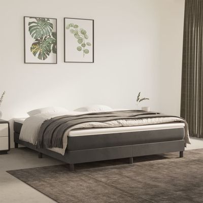 Box Spring Bed Frame Dark Grey 180x200 cm Super King Velvet