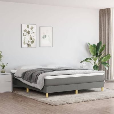 Box Spring Bed Frame Light Grey 180x200 cm King Fabric