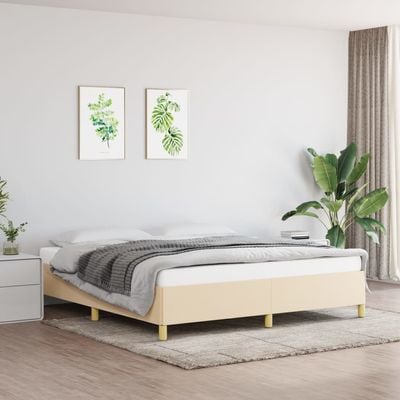 Box Spring Bed Frame Cream 180x200 cm Super King Fabric