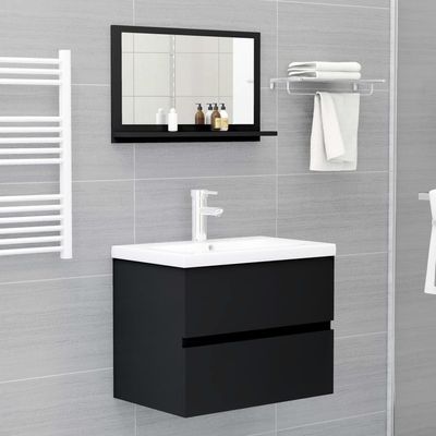 Bathroom Mirror Black 60x10.5x37 cm Engineered Wood