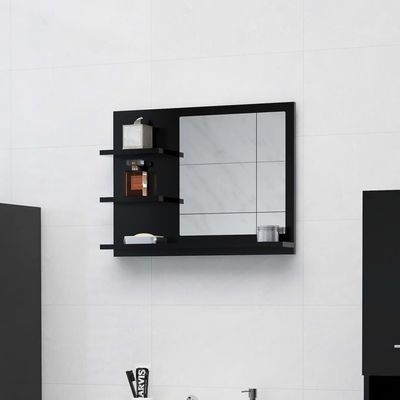 vidaXL Bathroom Mirror Black 60x10.5x45 cm Engineered Wood