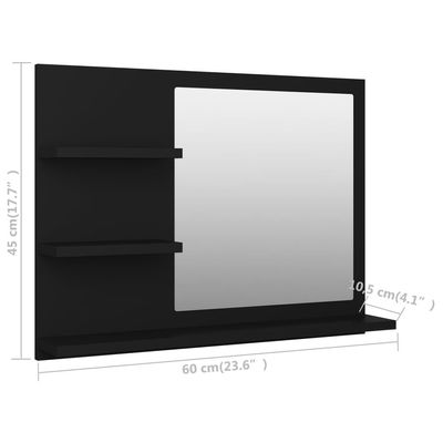 Bathroom Mirror Black 60x10.5x45 cm Engineered Wood