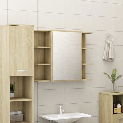 Bathroom Mirror Cabinet Sonoma Oak 80x20.5x64 cm Engineered Wood