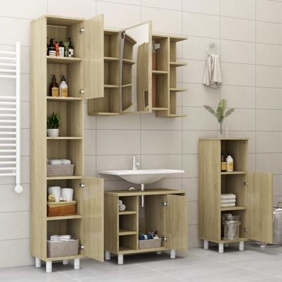 Bathroom Mirror Cabinet Sonoma Oak 80x20.5x64 cm Engineered Wood