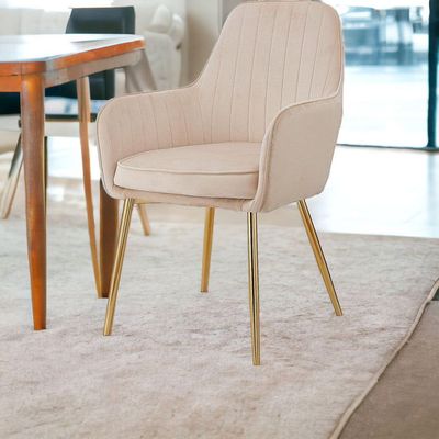 Wooden Twist Velour Modern Cafe Dining Chair Metal Legs