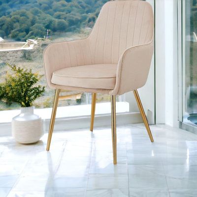 Wooden Twist Velour Modern Cafe Dining Chair Metal Legs